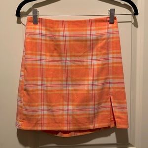 Wild Fable Orange/White Plaid Mini Skirt